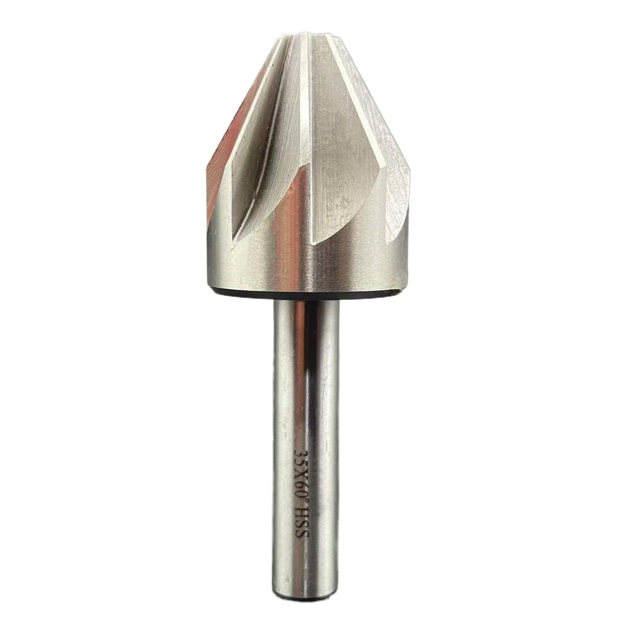 Taladro avellanador de metal Fresa de extremo for desbarbar y biselar, 60 grados, chaflán broca flauta 6/8, avellanador HSS 6/10/12,5/14/16/20/25/30mm(35mm)