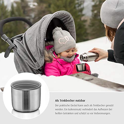 reer Roestvrij stalen isolatiefles PURE, 450 ml ? klein, handig, ideaal voor de baby, met geïntegreerde beker, zilver… - Image 5