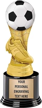 Crown Awards Soccer Trophies with Custom Engraving, 7.25" Personalized Kids Soccer Ball Trophy On Deluxe Round Base