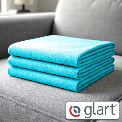 Glart Oeko-Tex Fleecedecken 3er Set in türkis, 130x160 cm, 200g/m2. Als Wohndecke, Sofadecke, Kuscheldecke, Sofaüberwurf oder Picknickdecke nutzbar