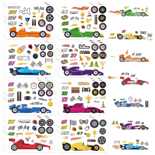 24 Sheets Car Stickers for Kids DIY Race Car Sticker