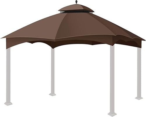 Flexzion Parte superior de repuesto para toldo de glorieta de 10 x 12 pulgadas (marrón)  Se adapta a Lowe's Allen Roth Gazebo GF-12S004B y