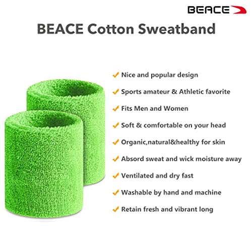 image for BEACE Sweatbands Sports Wristband for Men & Women - Moisture Wicking A
