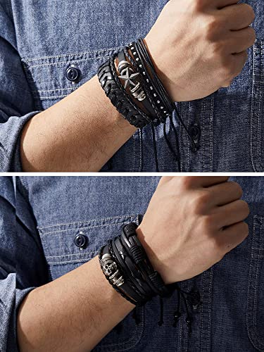 Hicarer 6 Pcs Spiked Studded Bracelets Punk Leather Rivets Bracelet Cuff for Men Women Halloween Accessories4