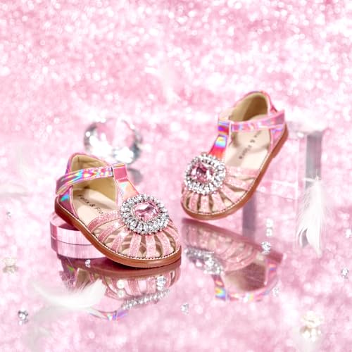 Image of Felix & Flora Toddler Girls Sandals Soft Rubber Princess Flat Shoes Flower Girl Shoes