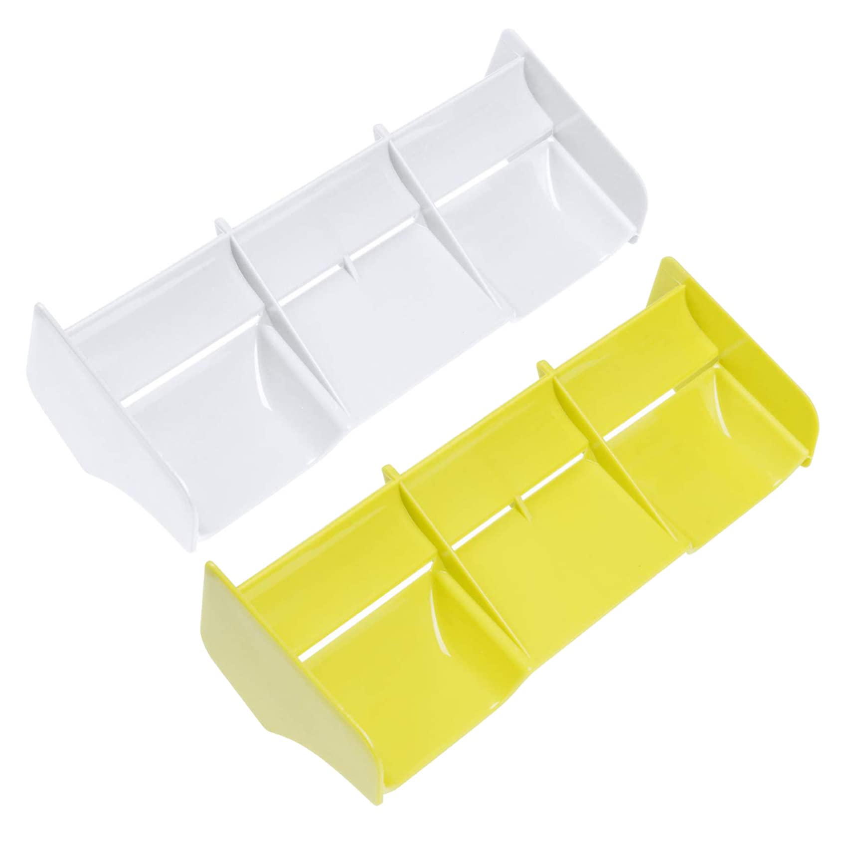 KEEDA 2 Pack RC Car Plastic Tail Wing Rear Wing for 1/8 Scale RC Short-Course Truck Off-Road Racing Buggy Model Car (White+Yellow)