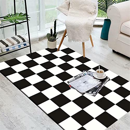 Teppich Schlafzimmer Modern Schwarzes Und Weißes Schachbrett 3D Schwarzes Und Weißes Schachbrett...