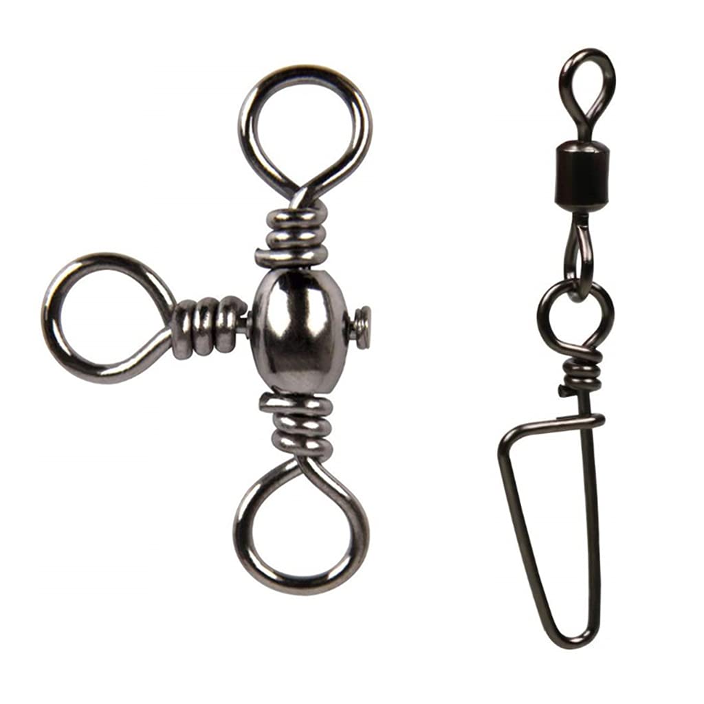 100 pz pesca Rolling Swivels w/Coast Lock Snap & 3 Way Barrel Girelle L