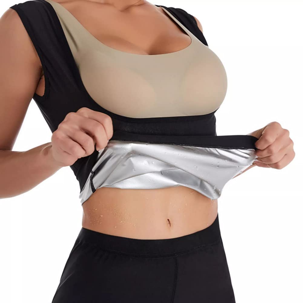 Valcatch Sauna Suit for Women Weight Loss Compression Sweat Vest Tank Top Waist Trainer Zipper Fitness Body Shaper