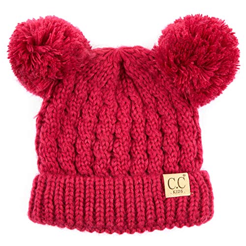 Image of C.C Exclusives Children Kid Double Pompom Knitted Beanie for Kids Ages 2-5 (KID-23)(KID-24)(KIDS-2055)