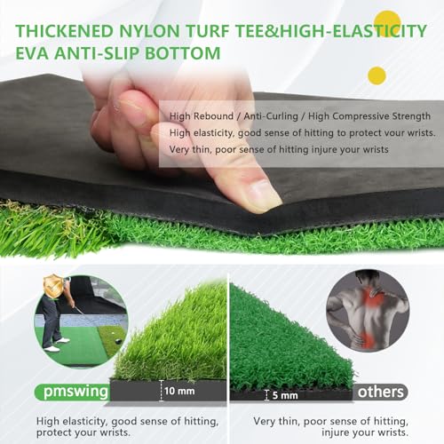 Golf Hitting Mat, 2024 Upgrade Pro Nylon Turf Golf Mats Practice Indoor Outdoor,5x4ft Premium Impact Turf Mat Come with 3 Rubber Tees, 6 Golf Balls, 6 Golf Tees for Golf Training Aids Chipping Swing