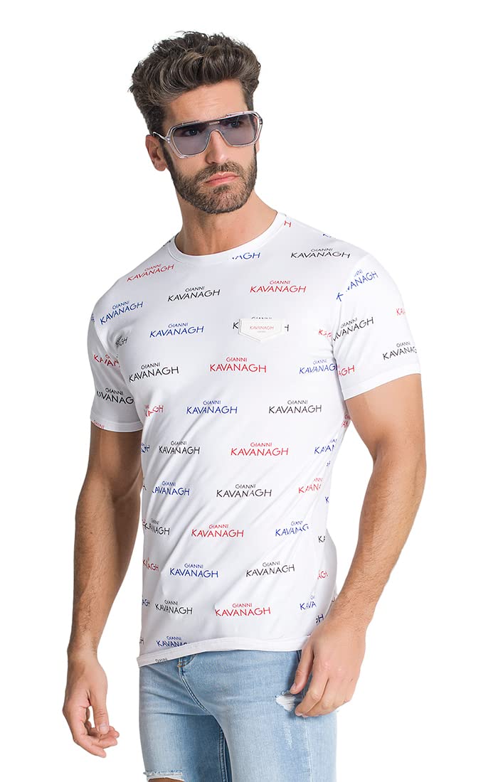Gianni Kavanagh White Attitude Allover tee T-Shirt for Men, White, XXL
