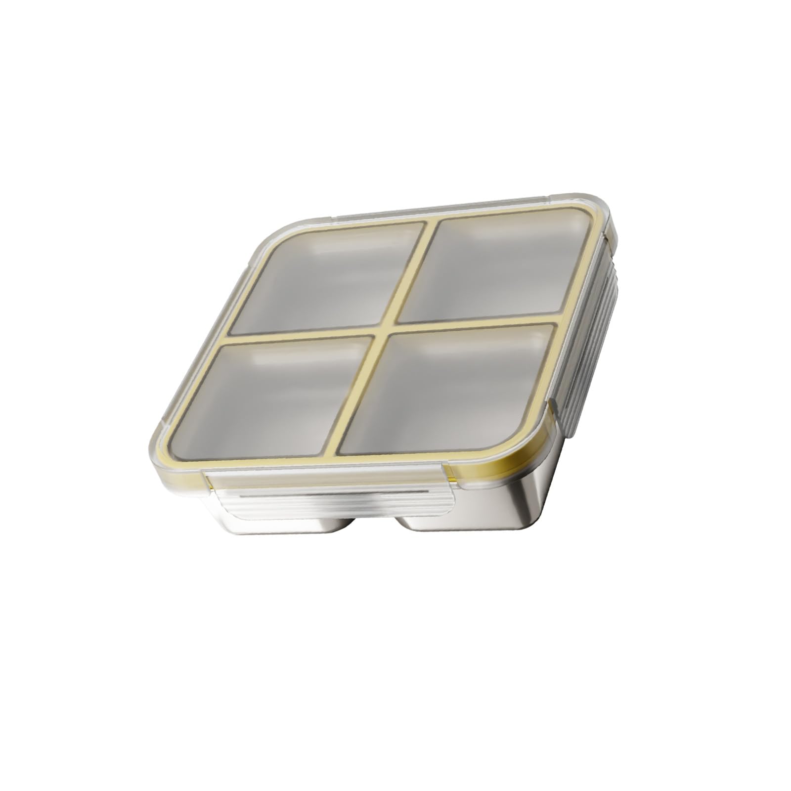 TFAOYS 4 Compartment Nonrust Steel Lunch Box with Leak Lid Bentos Container Four Compartment Bentos Box