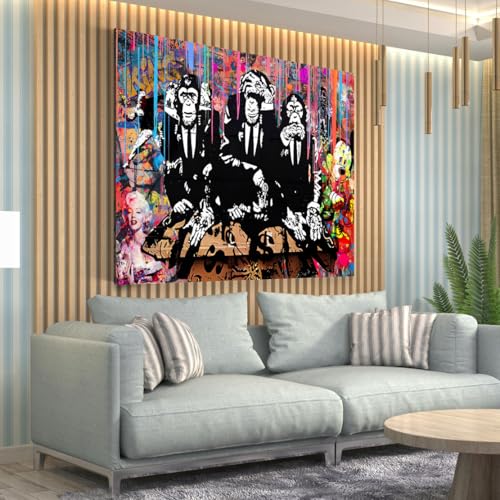 Tableau sur toile singes costume graffiti décoration murale - 4