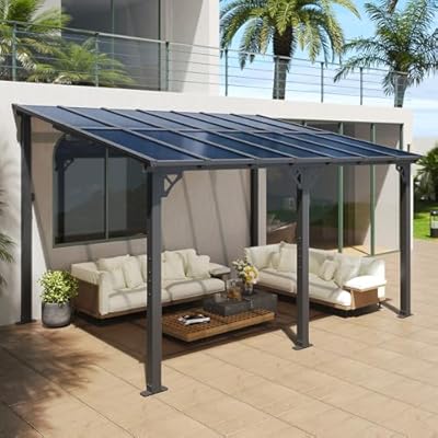 Aoxun 10’x 14’ Gazebo, Wall Mounted Gazebos Pergola on Clearance, Outdoor Patio, Large Wall-Mounted Heavy Duty Awnings for Patio, Decks, Backyard and More