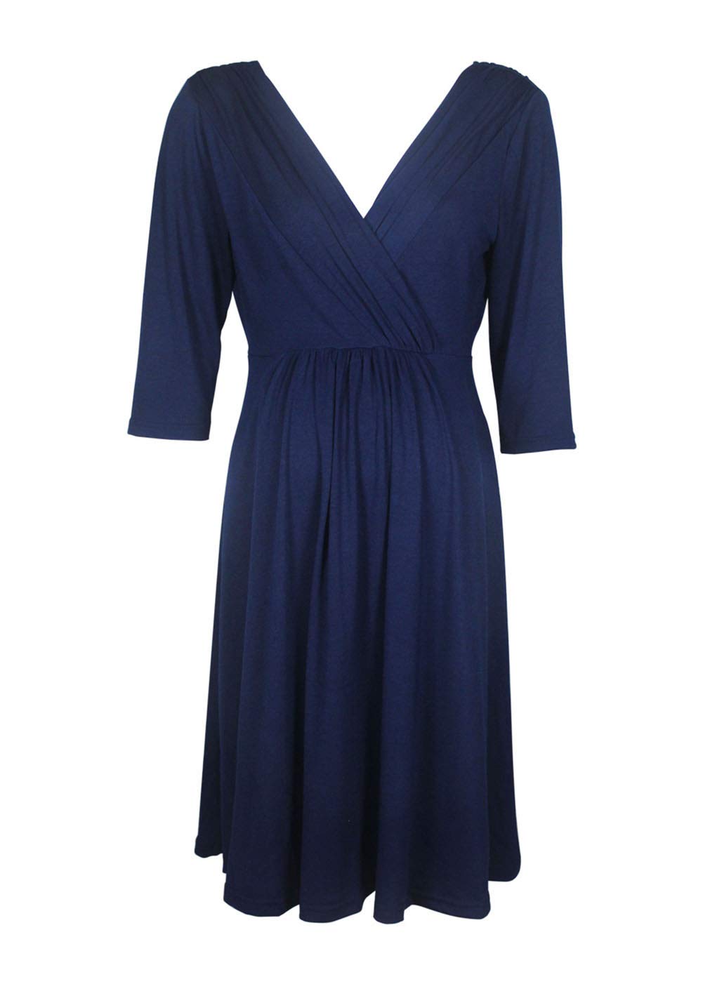 JSUMING Maternity Dress Simple Solid Color Wrinkle Deep V Neck Fashion Banquet Dress Baby Shower Dresses For Pregnant Women,Blue,XXL