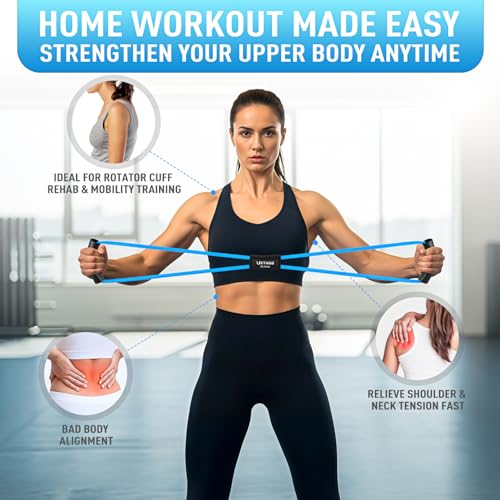 Image of Figure 8 Resistance Bands for Arm, Back - 3-Level Latex Heavy Exercise Bands with Handles for Strength Training, Full Body Workout, Physical Therapy, Pilates, Yoga, Home Gym Equipment for Women