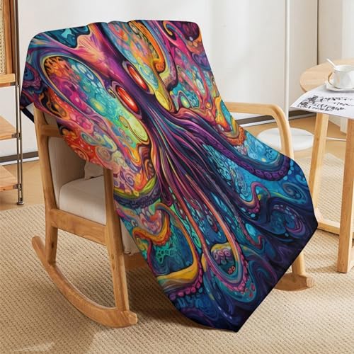 Plaid flanelle motif poulpe 180x200 : adieu les soirées froides avec cette couverture de canapé - 8
