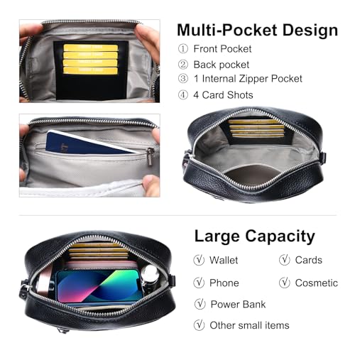 Small Crossbody Bags for Women Genuine Leather, Guitar Strap Shoulder Handbag Purse Camera Bag with Rfid Card Slots4