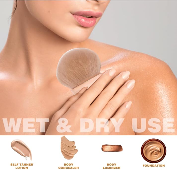 Large Self-Tanning Brush, Extra-Large Makeup Brush, Oval-Shaped Body Makeup Applicator, Professional Makeup Blending Tool, PBT Nylon Bristles, Rose Gold, for Face and Body