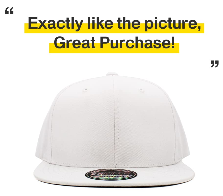 Image of KBETHOS Classic Snapback Hat Blank Cap Underbrim Cotton Wool Blend Flat Visor Adjustable Unisex