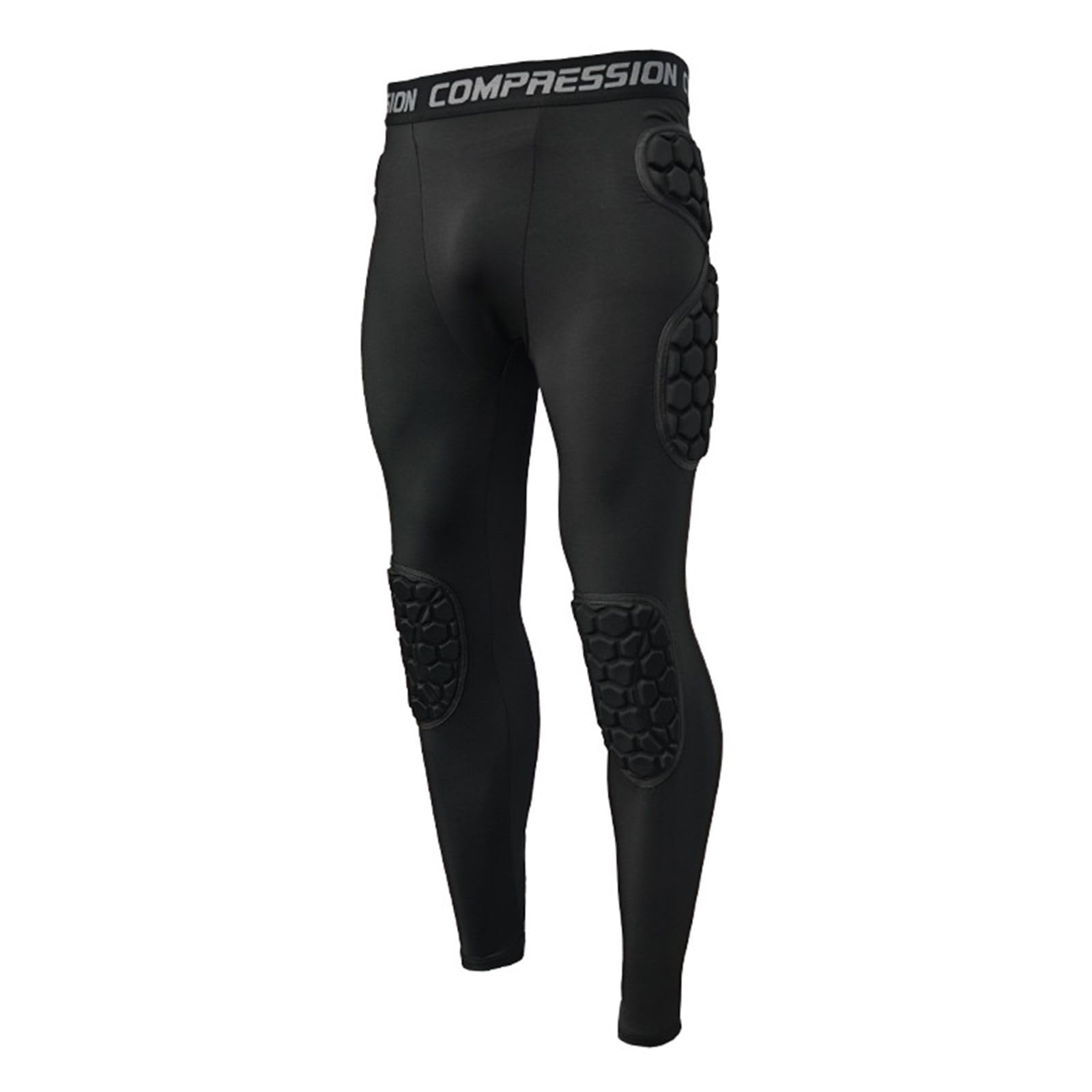 Hotfiary Men's Padded Compression Pants Football Girdles Protective Athletic Leggings with High Thigh Knee Pads Protection
