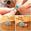 BONLAVIE Ovaler Türkis Ring Silber 925 Damen, Türkisfarbener Verstellbare Ringe, Vintage Silbernem Muster Damenring Silber 925 Ring mit Stein für Frauen #5