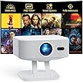 [1500 ANSI/Built-in APPs] Smart Projector with Wifi and Bluetooth: NICPOW 4K Outdoor Projector, Compatible with Netflix, Auto Focus & Keystone, Portable Proyector for Home & Outdoor Use, White