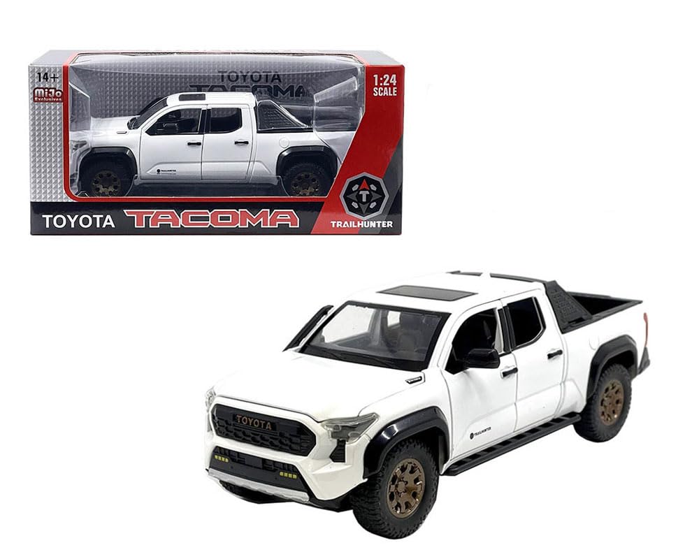 Diecast Model Car Compatible for Toyota Tacoma Trailhunter Diecast Model Truck, 1:24 Scale, White, 2024 Edition New Tooling Die-Cast H08777-WH