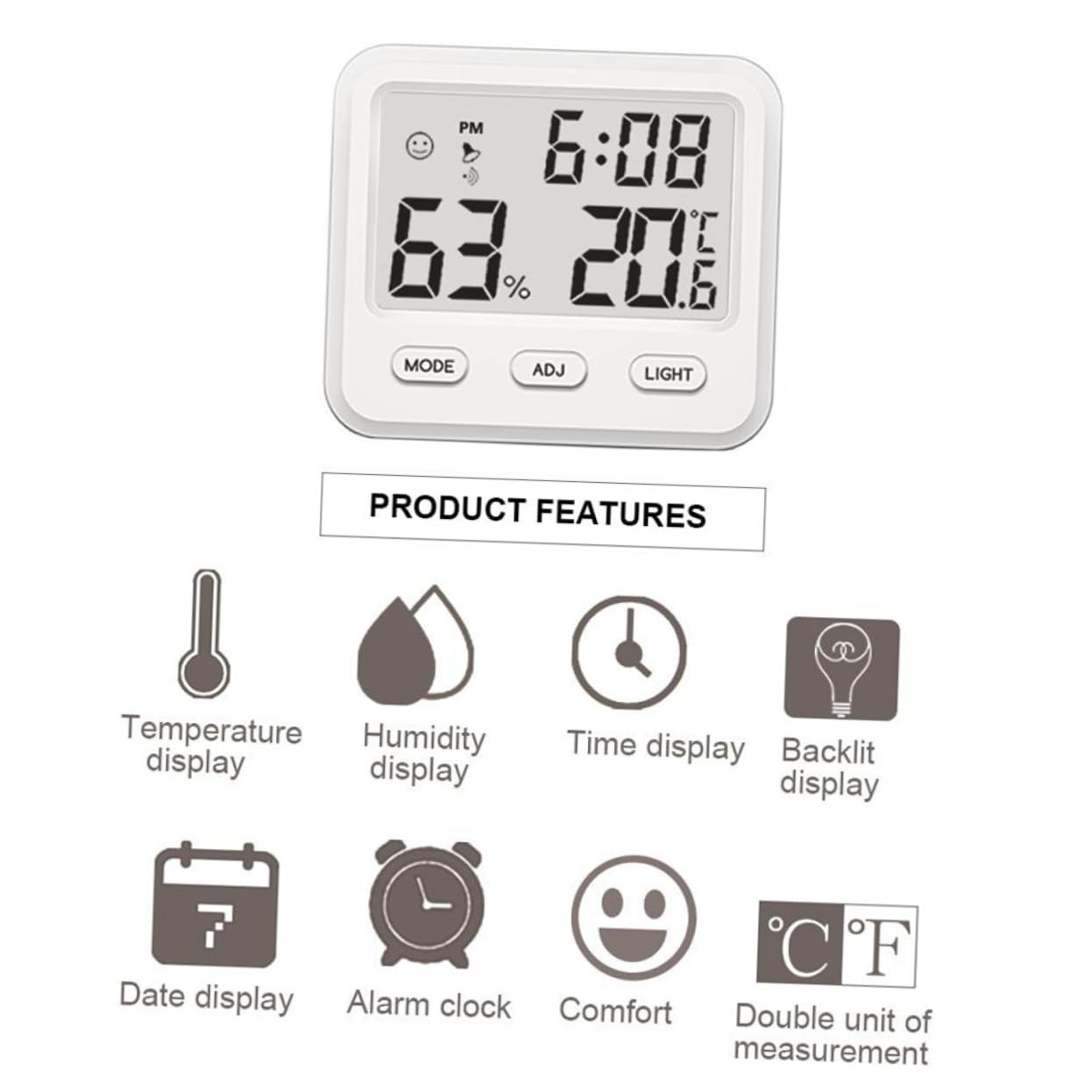 BESPORTBLE Mini Moniteur De Température Intérieure Pour Bébé 2 Pièces Hygromètre Numérique Pour La Maison Et Le Bureau Avec Horloge