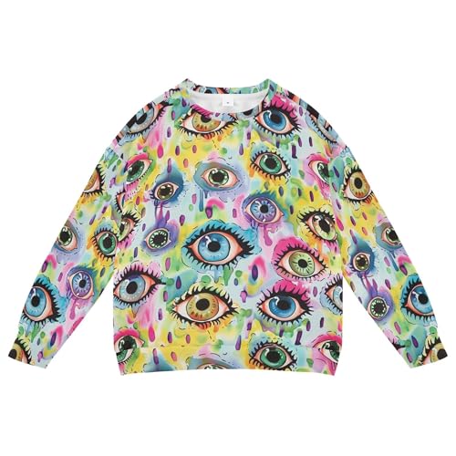 JUNZAN Evil Eyes Ball on Rainbows Leopard Printed Little Boys Hooded Sweatshirt Long Sleeve Outerwear for Kids Sports 4T