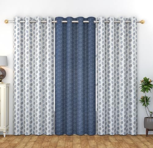 Image of DEVSANG Polyester Curtains 6 Feet Long Set of 3, Grey