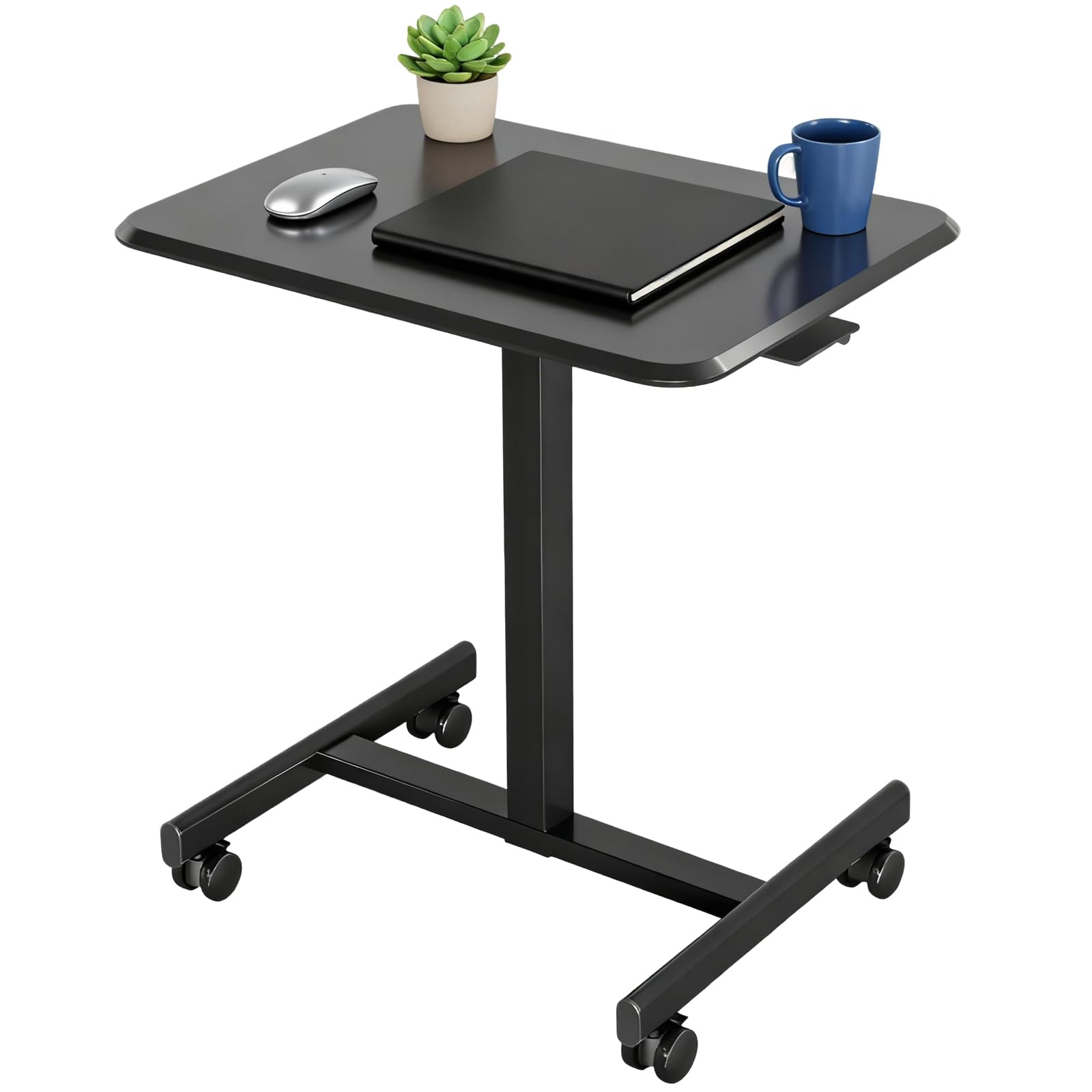 SageNest Adjustable Mobile Standing Desk, Rolling Sit-Stand Laptop Desk with Locking Wheels, Compact Portable Computer Table for Home Office or Dorm,