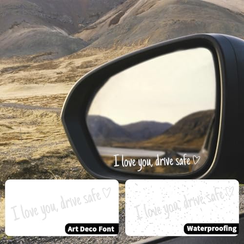 Image of 4X I Love You Drive Safe Mirror Sticker, Cute Car Stickers for Women, Valentine's Day Gift for Her, Drive Safe Car Decals for Rearview Mirror (Silver)