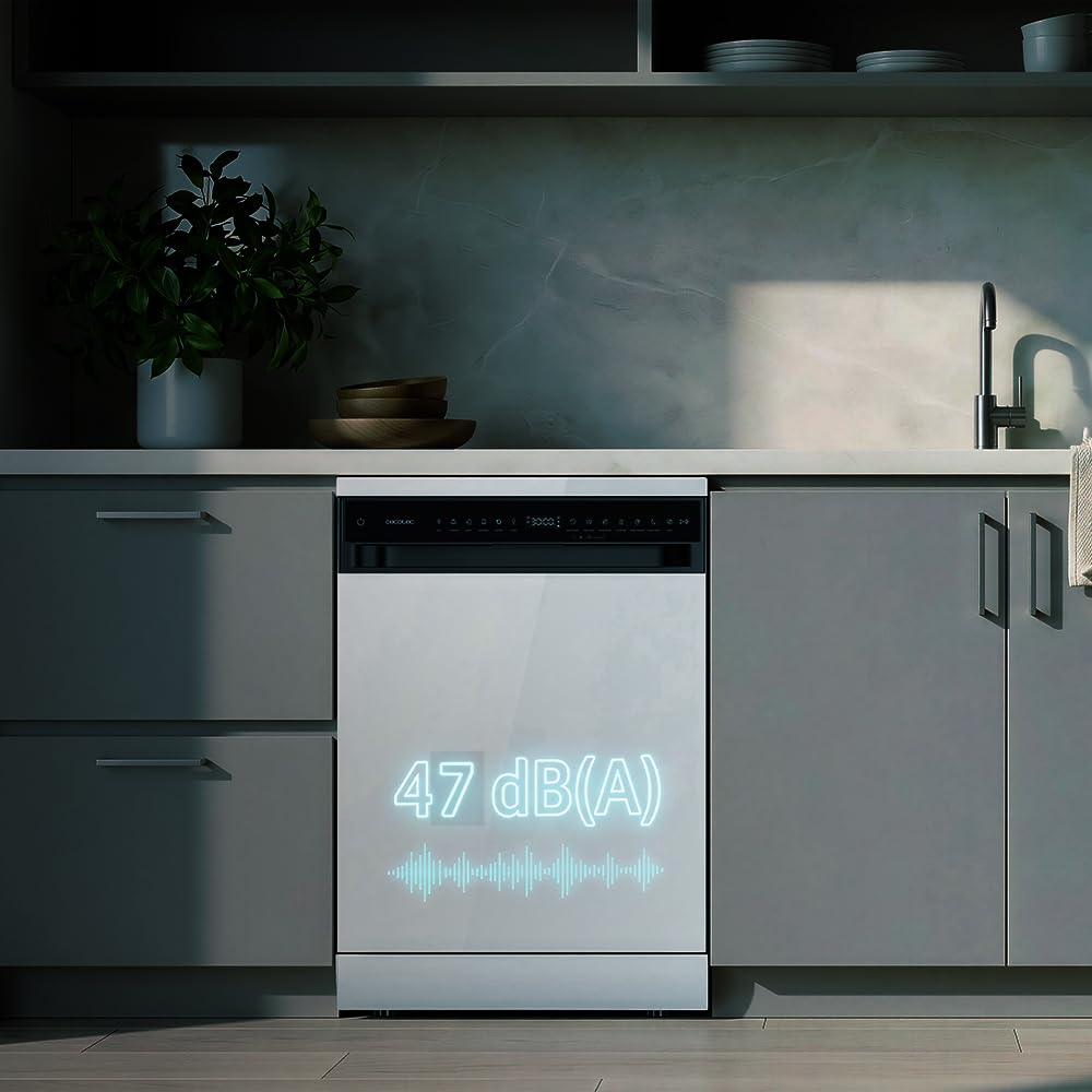 Cecotec Lavavajillas 60 cm Libre Instalación Bolero Aguazero 6550 | 16 Servicios, 3ª Bandeja Cubiertos, Motor Inverter Plus Duo, Control Touch, 12 Programas, Secado Autoapertura O2Dry