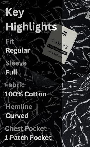 Image of 7-DAYS Men's Premium Formal Printed Shirt - 100% Cotton, Regular Fit, Full Sleeves, with Pocket - Stylish for Special Occasions.