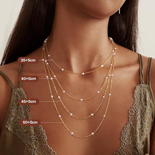 ORAZIO Pearl Necklace for Women,Dainty Silver Necklace for Women Round White Imitation Pearls Simple Pearl Choker Cute Everyday Jewelry for Womens Bridesmaid Wedding Jewelry4