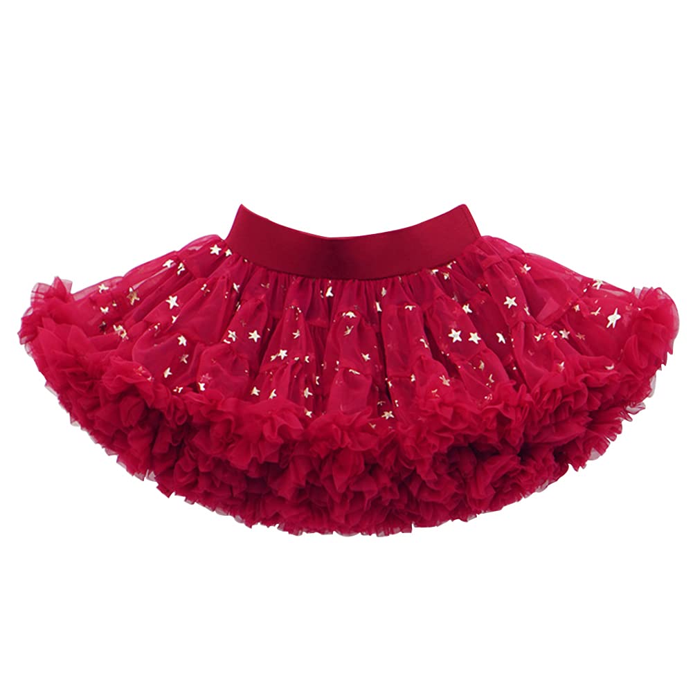 Falda Tul Niña Tutú Ballet Clásica Vestido Princesa Navidad con Cinturón Ancho Tutus de Colores con Estampado de Estrellas