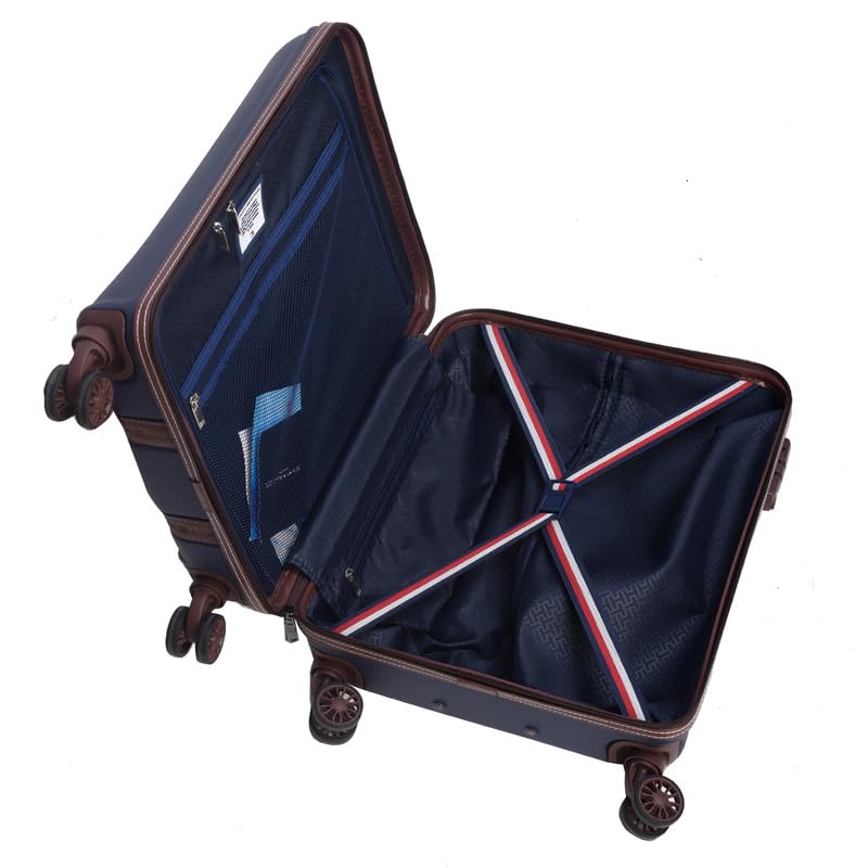 Image of TOMMY HILFIGER Cabin Hard Luggage Graphite X - Navy| Carry-On Trolley Bag with TSA Lock | 360 Spinner Double Wheels | Telescopic Handle | PC Shell Suitcase | 55cm | 47.3L Capacity