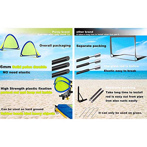 porayhut Pop up Soccer Net Soccer Goal for Kid Easy-up Set of Two Portable 210D Oxford with 8 Field Marker Cones Extra Stakes Fun for Backyard and Soccer Training Net (2.5FT Round Goal Set) - Thumbnail 5