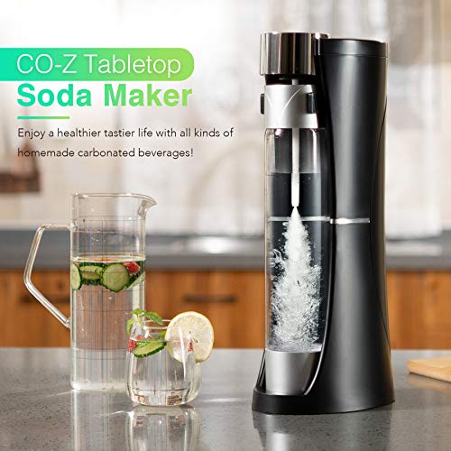 image for CO-Z Desktop Sparkling Water Maker Black, 1 Liter Homemade Soda Pop Ma