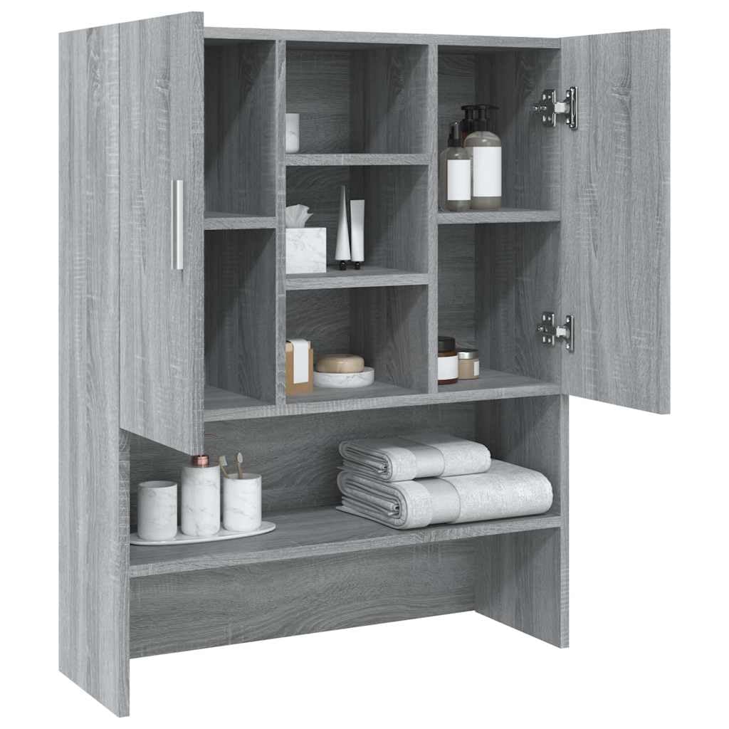 Szafka na pralkę Sonoma szara, 70,5 x 25,5 x 90 cm, z 2 drzwiami i 9