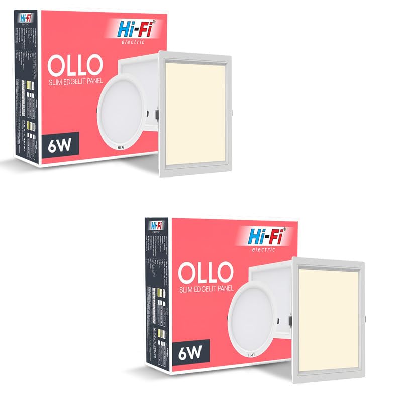 Image of Hi-Fi OLLO 6-watt Square LED Downlighter | LED Ceiling Light for Home and Hall | Cut Out: 68 mm, Color: Warm White Light, (3000K) Pack of 2-Polycarbonate