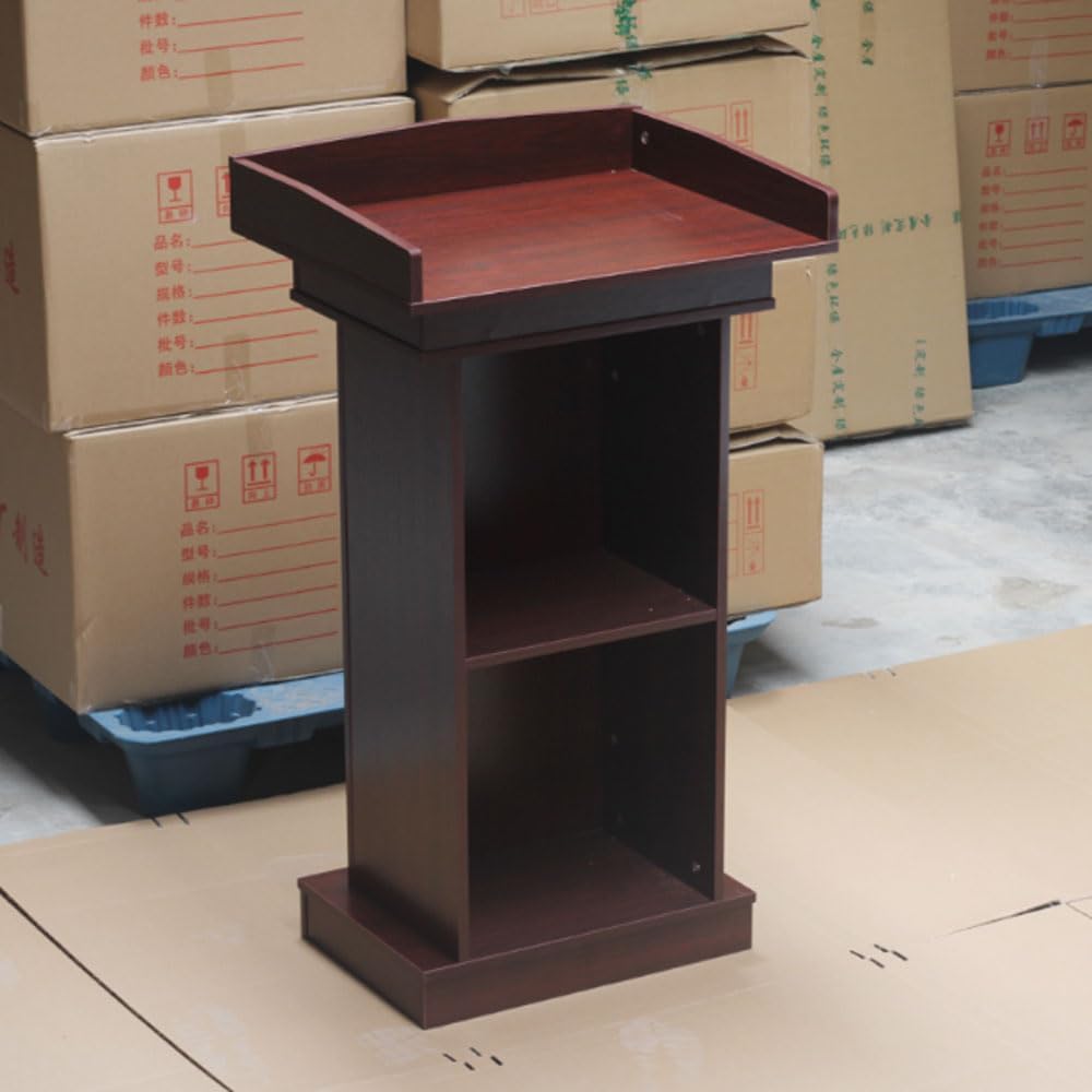 Stehpult Vintage Rednerpult aus Holz mit 2 offenen Staufächern, stehendes Rednerpult, Konferenztisch, tragbar, einfache Lehrerpodien fortschrittlich
