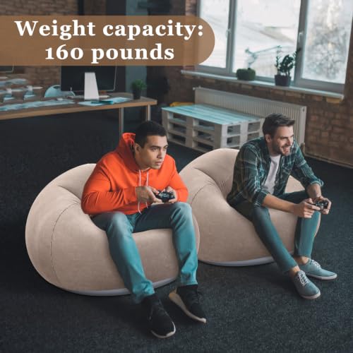 Image of Realspring Inflatable Bean Bag Chairs Outdoor Blow up Camping Chairs Inflatable Lazy Sofa Folding Portable Bean Bag Loungers Couch for Movie Night(Coffee,24 Pcs)