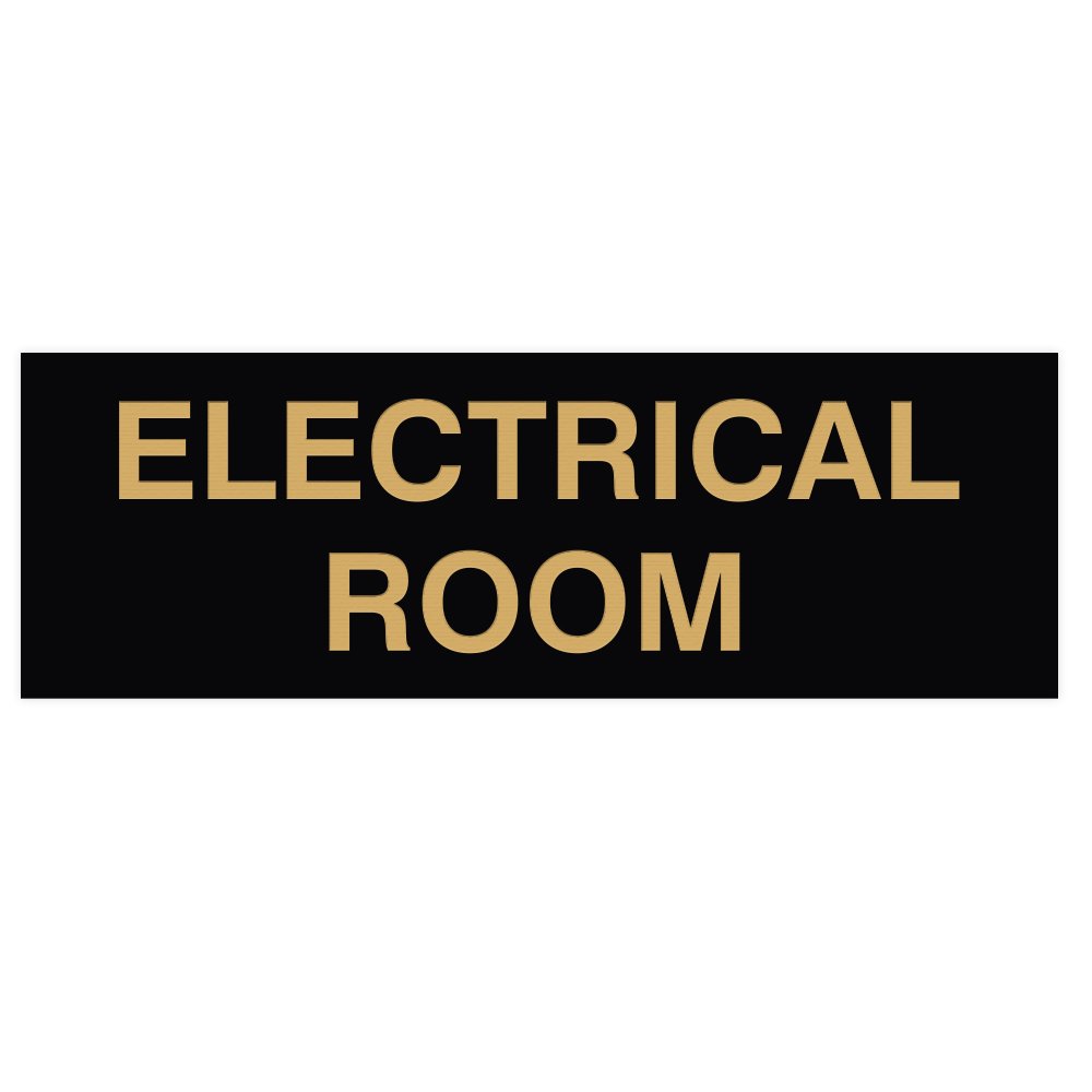 All Quality Basic Electrical Room Door/Wall Sign | Durable Construction | Building Safety - Black/Gold - Large (1 Pack)