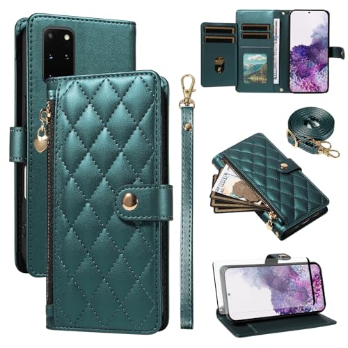Coque Samsung S20 Plus Asuwish étui portefeuille zippé avec verre trempé