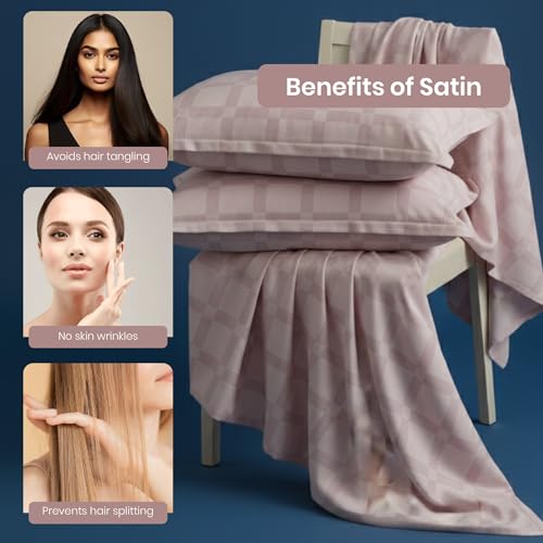 Image of Mush Satin Bedsheet King Size with 2 Pillow Case | 400 TC Bedsheets for King Size Bed | Cooling, Soft & Breathable Satin Bed Sheet, Premium Bedsheets Kingsize (Lavender, Jacquard Collection)