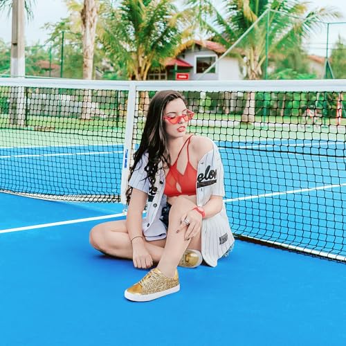 Image of AISFAES Glitter Sparkly Low Top Sequins Lace Up Tennis Shoes Comfort Bling Fashion Shiny Walking Shoes