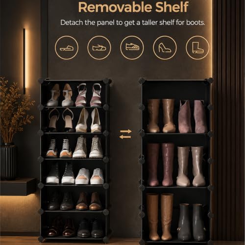 Image of AYSIS Premium Foldable Plastic Shoe Rack for Home, ๐ ๐๐จ๐จ๐ซ ๐ ๐๐ก๐๐ฅ๐ Shoe Cabinet, Dustproof & Waterproof Organizer, Portable Space Saving Storage for Entryway, Bedroom & Living Room, Grey